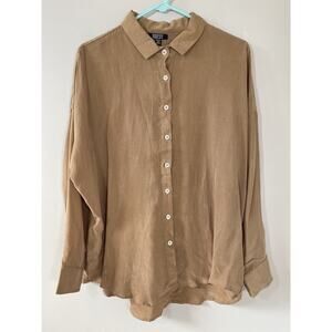 Natalie Busby Brown‎ Cupro Button Up Shirt Designer Top Minimalist Modern LARGE